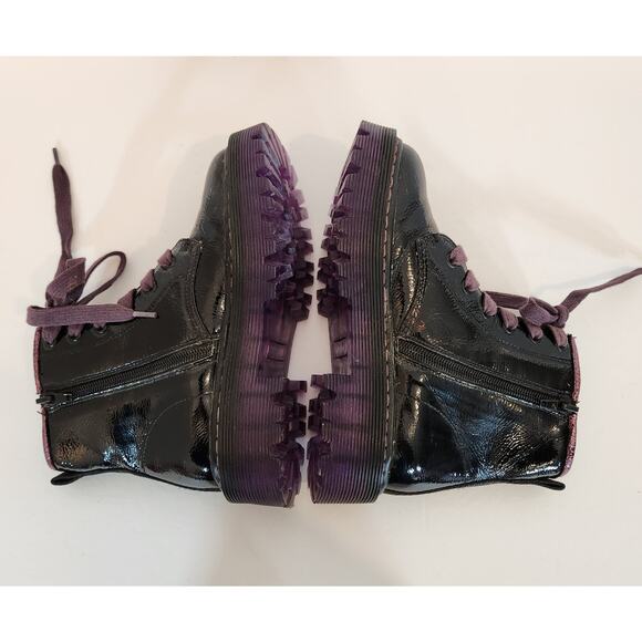 MADDEN GIRL Combat Boot Big Girl 5M Rozzie Black Purple Patent Leather Goth Rare - Picture 9 of 12